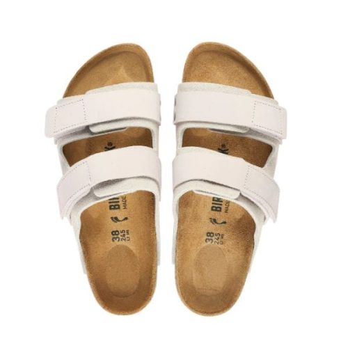 uji suede leather regular width antique white slides birkenstock 858108