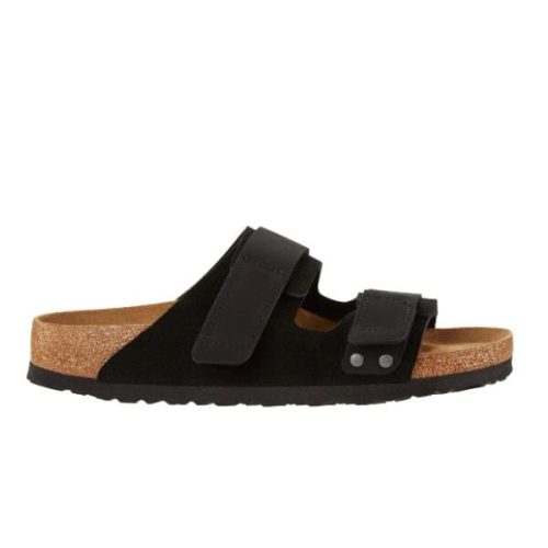 uji suede leather regular width black slides birkenstock 259453