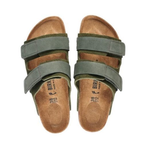 uji suede leather regular width thyme slides birkenstock 672380